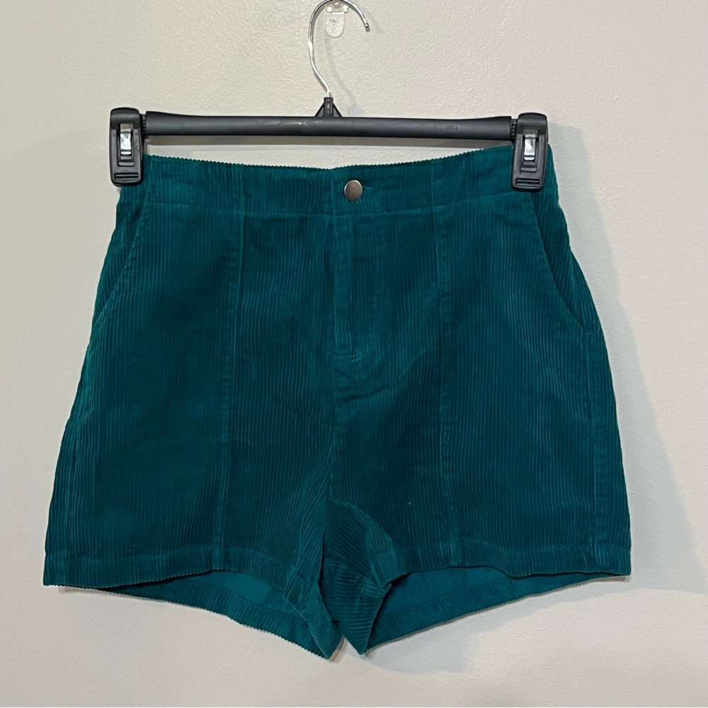 Wild Fable Women's High Rise Corduroy Shorts Dark Teal Green Small